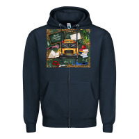 Navy school bus back to school Zipper Hoodie - texasbilliewilder