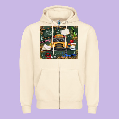 School Bus Back To School Zipper Hoodie Designed By Texasbilliewilder