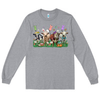 Heather Grey easter cow Long Sleeve Tee - LillyAllenDesigns