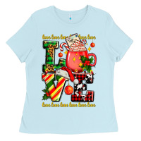 Baby Blue love with coffee cup and christmas lights Ladies Tee - AdoDesignShop
