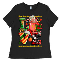 Black love with coffee cup and christmas lights Ladies Tee - AdoDesignShop