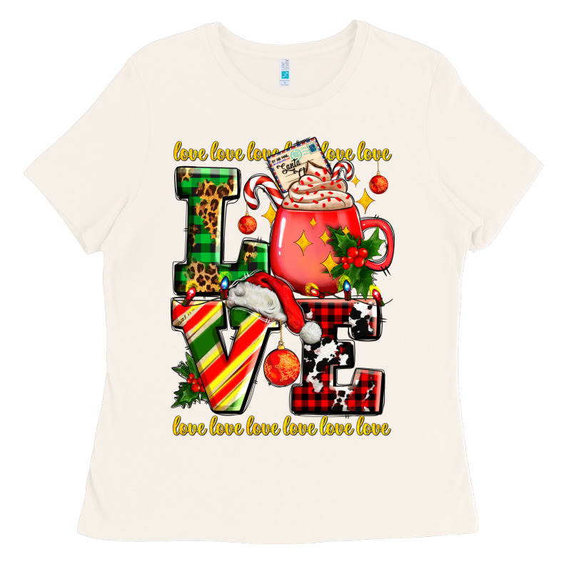 Love With Coffee Cup And Christmas Lights Ladies Tee by AdoDesignShop | Teevron