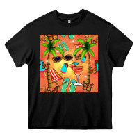 Black summer slipper and cocktail seamless pattern Heavy Core Tee - BundleAndBundleShop