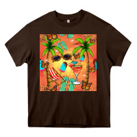 Chocolate Brown summer slipper and cocktail seamless pattern Heavy Core Tee - BundleAndBundleShop