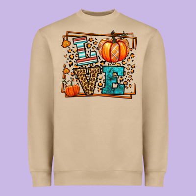 Fall Autumn Leopard Love Pumpkin Heavyweight Sweatshirt Designed By Lillyallendesigns