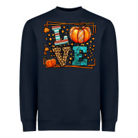 Navy Fall Autumn Leopard Love Pumpkin Heavyweight Sweatshirt - LillyAllenDesigns