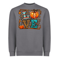 Storm Fall Autumn Leopard Love Pumpkin Heavyweight Sweatshirt - LillyAllenDesigns