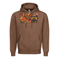 Chestnut peace love school bus Zipper Hoodie - texasbilliewilder