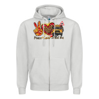 Dove Grey peace love school bus Zipper Hoodie - texasbilliewilder