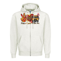 Oatmeal Heather peace love school bus Zipper Hoodie - texasbilliewilder