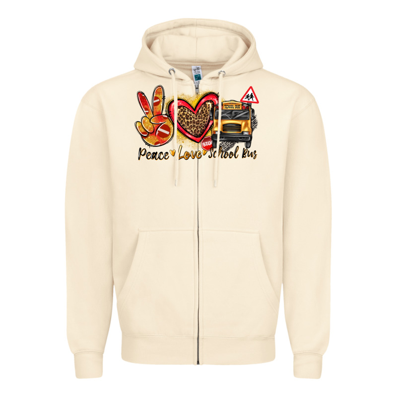 Peace Love School Bus Zipper Hoodie by texasbilliewilder | Teevron