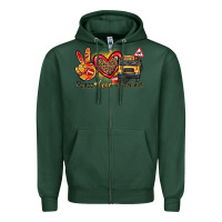 Sports Green peace love school bus Zipper Hoodie - texasbilliewilder