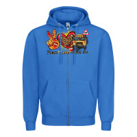 True Royal peace love school bus Zipper Hoodie - texasbilliewilder