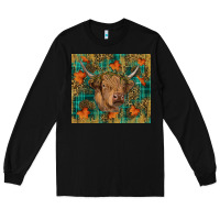 Black Western Fall Cow Long Sleeve Tee - RanaPortraitStore
