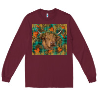 Burgundy Western Fall Cow Long Sleeve Tee - RanaPortraitStore