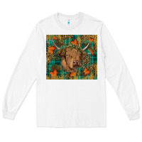 White Western Fall Cow Long Sleeve Tee - RanaPortraitStore