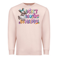 Pale Pink Don't worry be happy Easter Premium Sweatshirt - CowGirlArtShop
