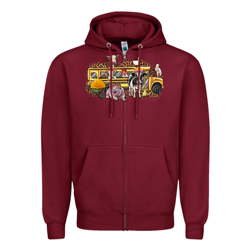 Farm Animals School Bus Zipper Hoodie by texasbilliewilder | Teevron