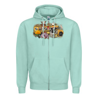 Seafoam farm animals school bus Zipper Hoodie - texasbilliewilder