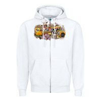 White farm animals school bus Zipper Hoodie - texasbilliewilder