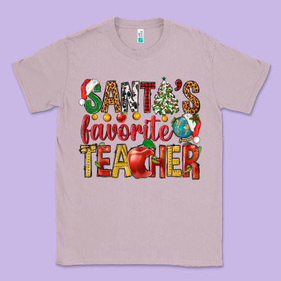 Santas Favorite Teacher Classic Tee Designed By Nancycooperartshop