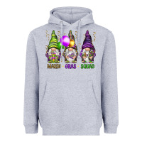 Heather Grey Mardi Gras squad with gnomies Heavyweight Hoodie - HowdyJamesFarm
