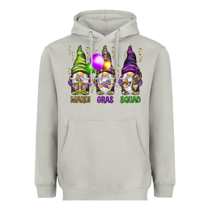 Mardi Gras Squad With Gnomies Heavyweight Hoodie by HowdyJamesFarm | Teevron