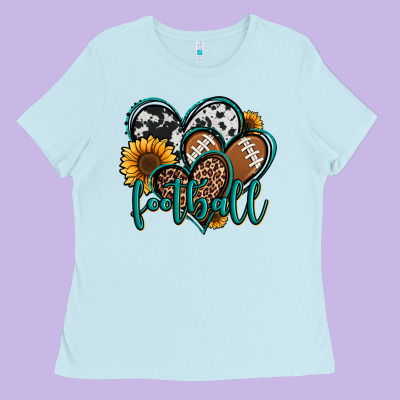 Football Hearts Ladies Tee Designed By Jasminsmagicworld