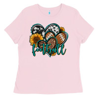 Bubblegum Pink football hearts Ladies Tee - Jasminsmagicworld