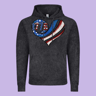 American Flag Heart Vintage Hoodie Designed By Jasminsmagicworld