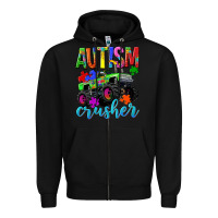 Black Autism Awareness crusher Zipper Hoodie - NancyCooperArtShop