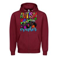 Burgundy Autism Awareness crusher Zipper Hoodie - NancyCooperArtShop