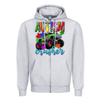 Heather Grey Autism Awareness crusher Zipper Hoodie - NancyCooperArtShop