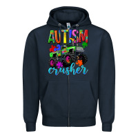 Navy Autism Awareness crusher Zipper Hoodie - NancyCooperArtShop