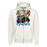Oatmeal Heather Autism Awareness crusher Zipper Hoodie - NancyCooperArtShop