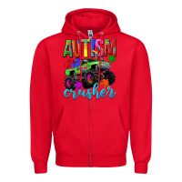 Red Autism Awareness crusher Zipper Hoodie - NancyCooperArtShop
