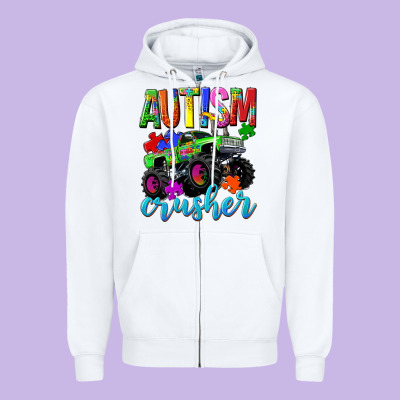 Autism Awareness Crusher Zipper Hoodie Designed By Nancycooperartshop