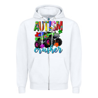 White Autism Awareness crusher Zipper Hoodie - NancyCooperArtShop