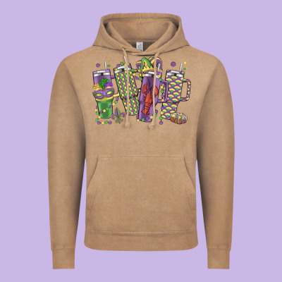 Mardi Gras Coffee Vintage Hoodie Designed By Maliassmallbusiness