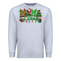 Heather Grey Mama claus christmas lights and gifts mother's day Premium Sweatshirt - HowdyJamesFarm
