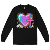 Black easter cross heart la Long Sleeve Tee - LillyAllenDesigns