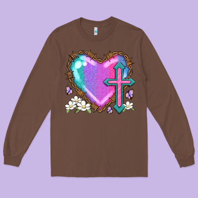 Easter Cross Heart La Long Sleeve Tee Designed By Lillyallendesigns