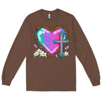 Chestnut easter cross heart la Long Sleeve Tee - LillyAllenDesigns