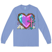Colony Blue easter cross heart la Long Sleeve Tee - LillyAllenDesigns