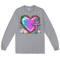 Heather Grey easter cross heart la Long Sleeve Tee - LillyAllenDesigns