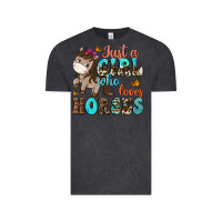 Vintage Black just a girl who loves horses Vintage Tee - NancyCooperArtShop