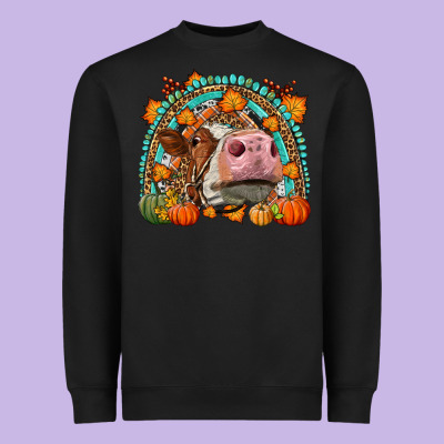 Fall Cow Rainbow Heavyweight Sweatshirt Designed By Lillyallendesigns