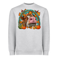 Heather Grey Fall Cow Rainbow Heavyweight Sweatshirt - LillyAllenDesigns