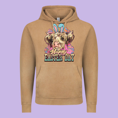 Easter Day Cow Vintage Hoodie Designed By Nancycooperartshop