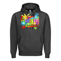 Charcoal Heather Autism accept understand love Zipper Hoodie - NancyCooperArtShop